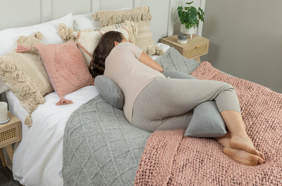 Dreamgenii Cuscino Per Gravidanza E Allattamento, Supporto Per Dormire Sul Lato Sinistro, Fodera In Jersey Di Cotone Lavabile, Grigio Mélange