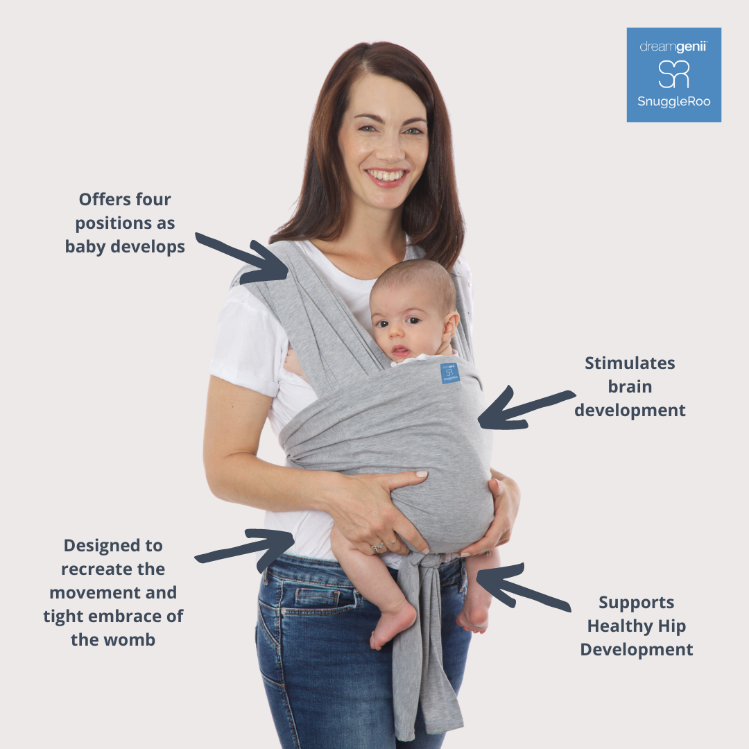 dreamgenii SnuggleRoo Baby Carrier Light Grey, at Baby-Central – DreamGenii
